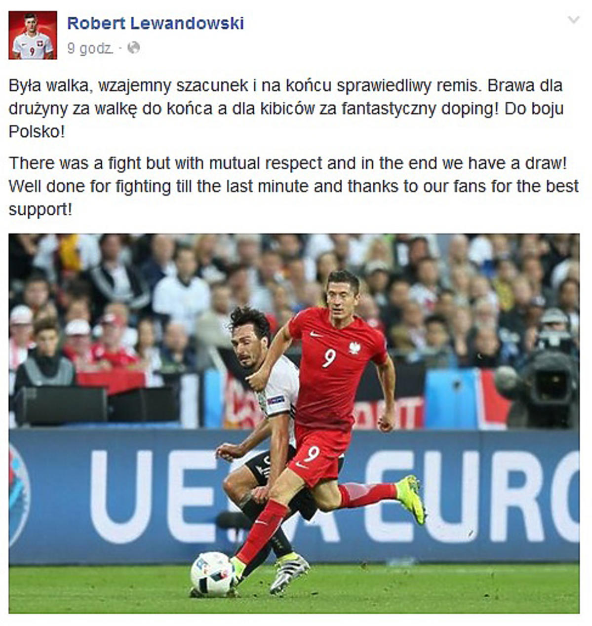 Robert Lewandowski komentuje mecz Polaków z Niemcami