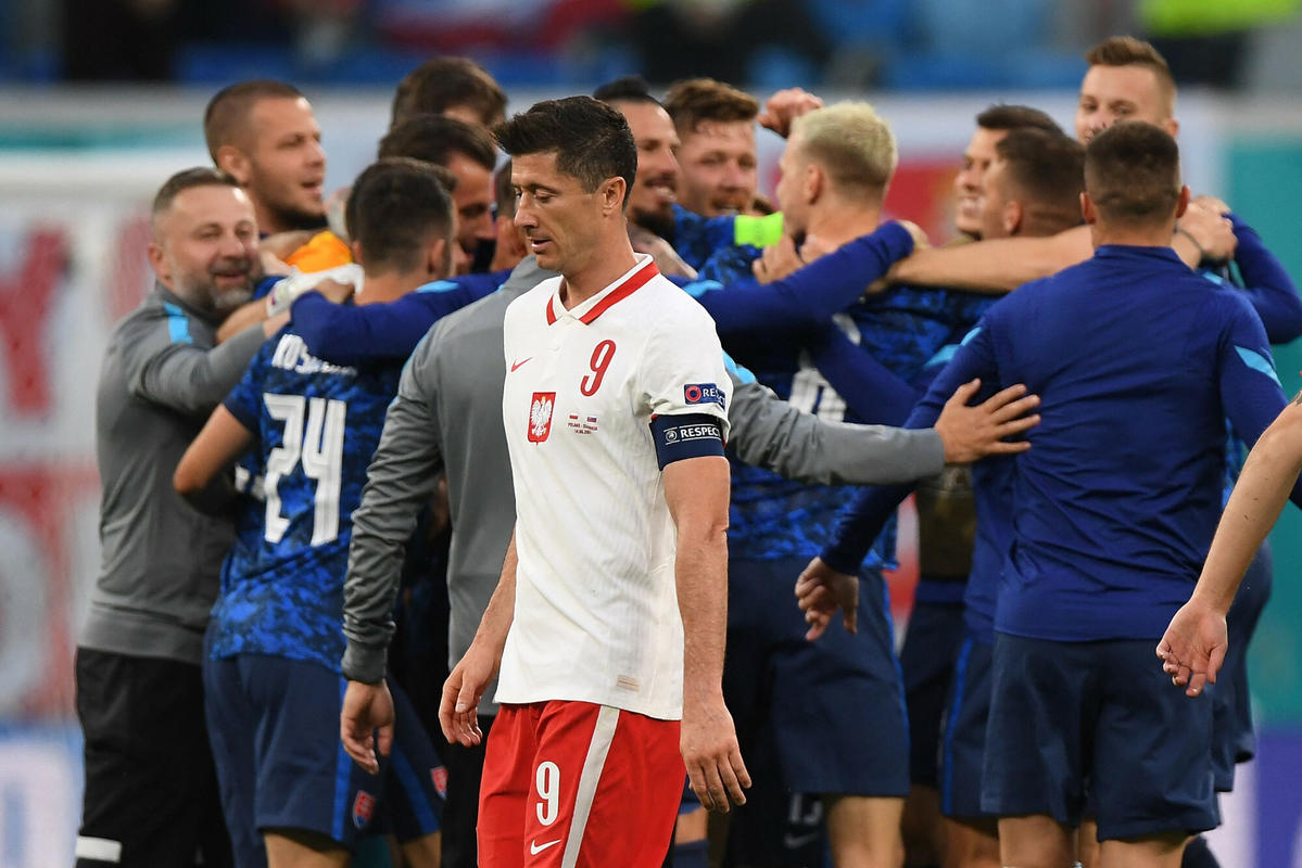 Robert Lewandowski na meczu Polska-Słowacja