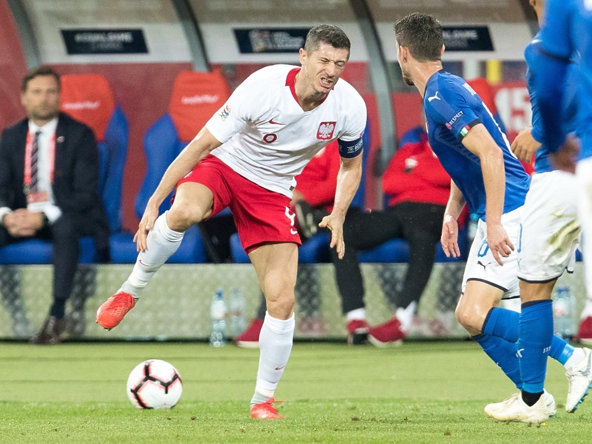 Robert Lewandowski na meczu Polska-Włochy