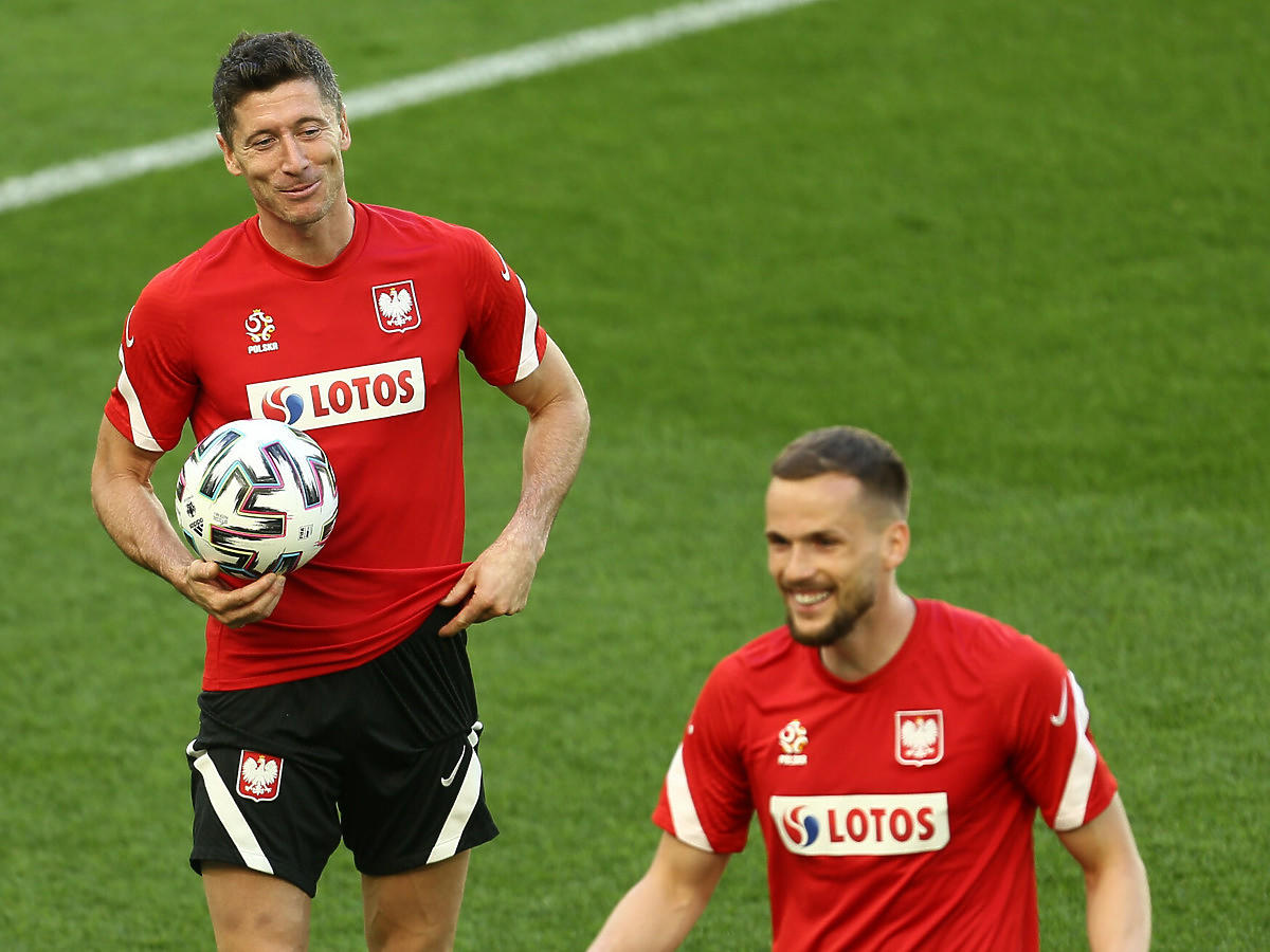 Robert Lewandowski na treningu reprezentacji Polski na UEFA Euro 2020 (2021)