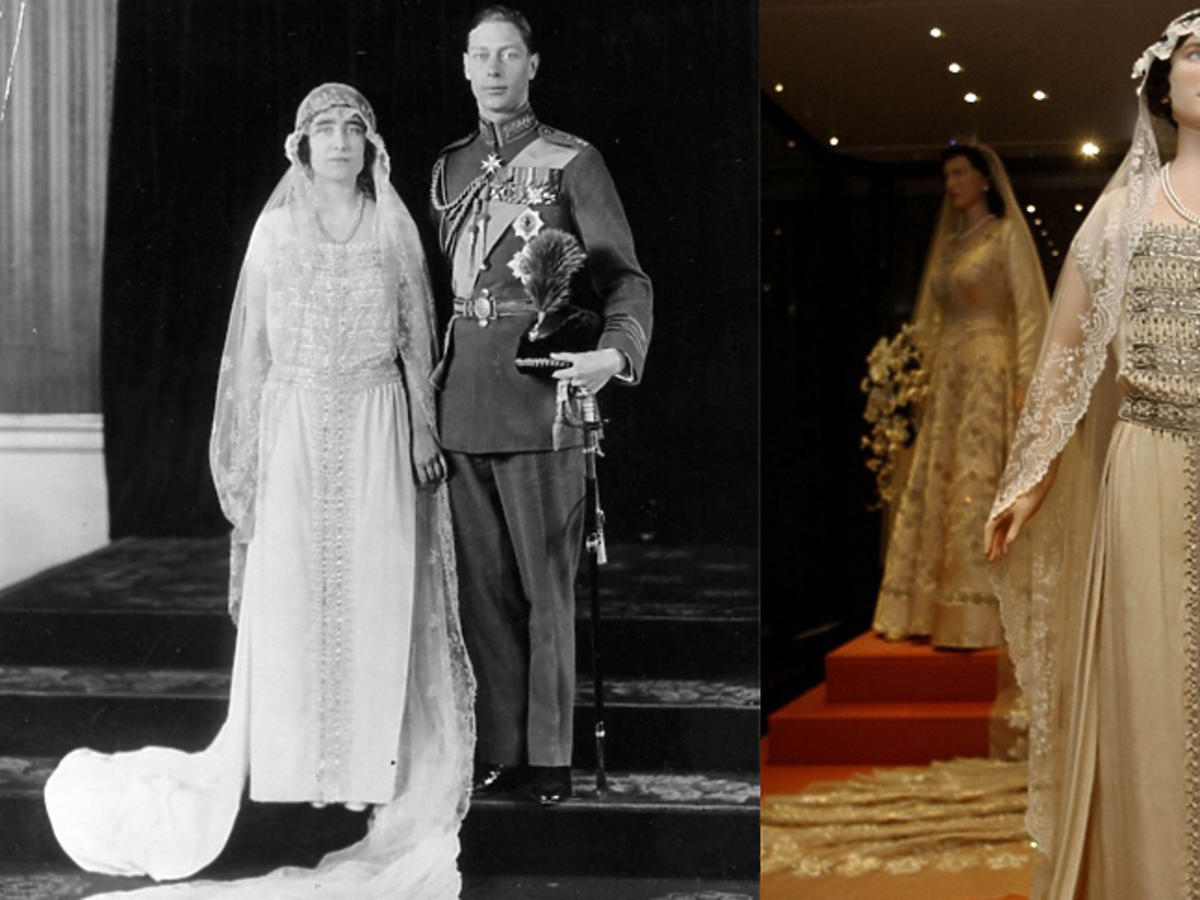 Rodzina królewska suknie Królowa Elżbieta i Król Jerzy VI