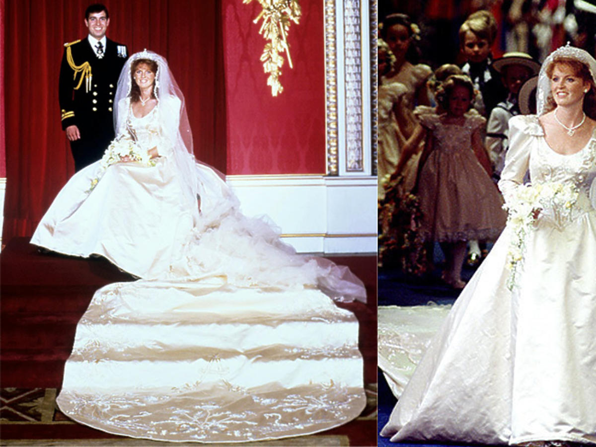Rodzina królewska suknie ślubne Książę Andrzej i księżna Yorku Sarah Ferguson