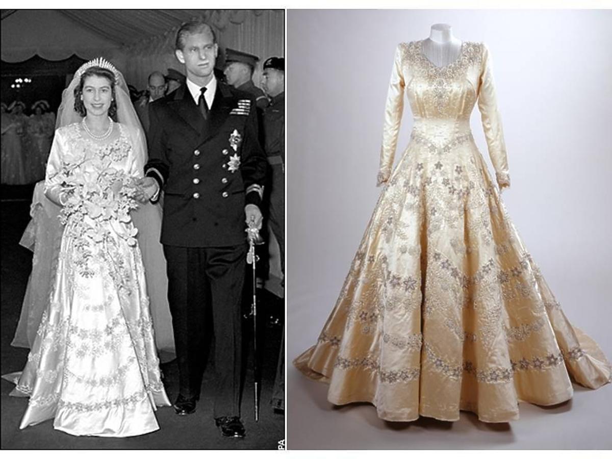 Rodzina królewska suknie ślune Księżniczka Elżbieta i książę Filip