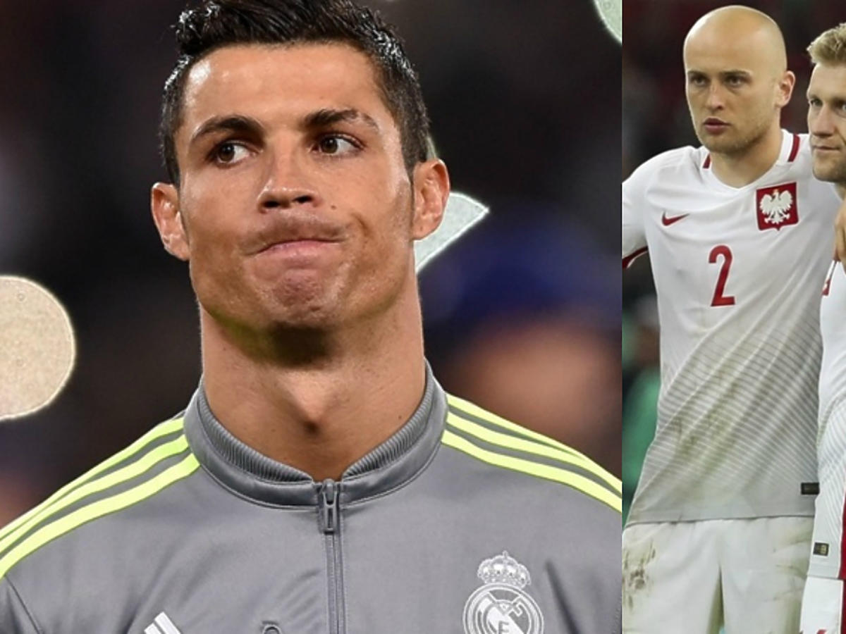 Ronaldo i polscy piłkarze Polska - Portugalia na Euro 2016