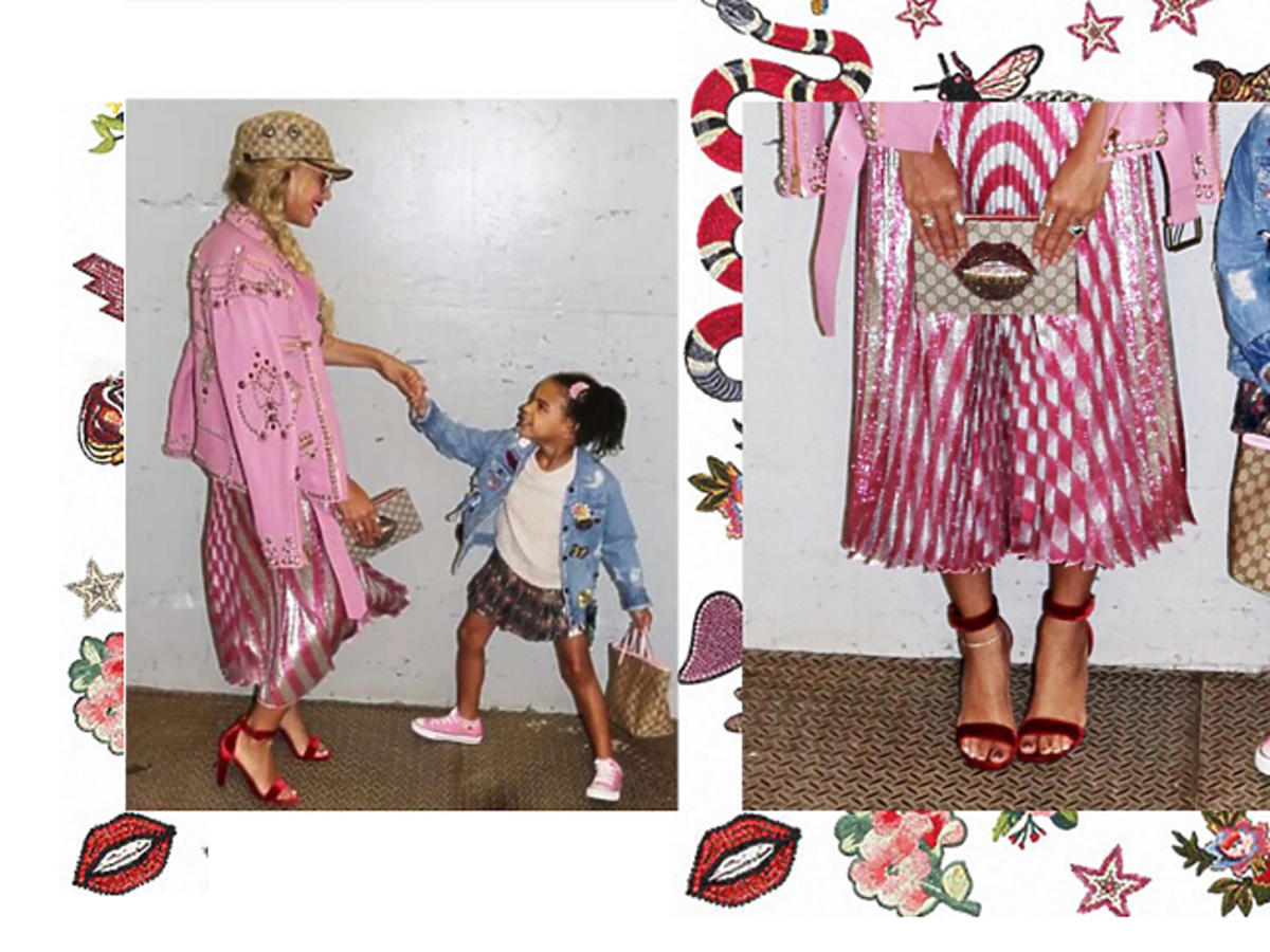 Stylizacje Beyonce i Blue Ivy - różowe, wzorzyste, kolorowe ubrania Gucci