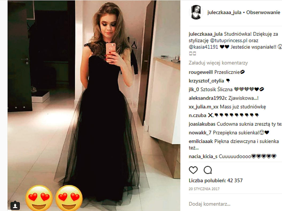 Sukienka Julii Wróblewskiej na studniówce