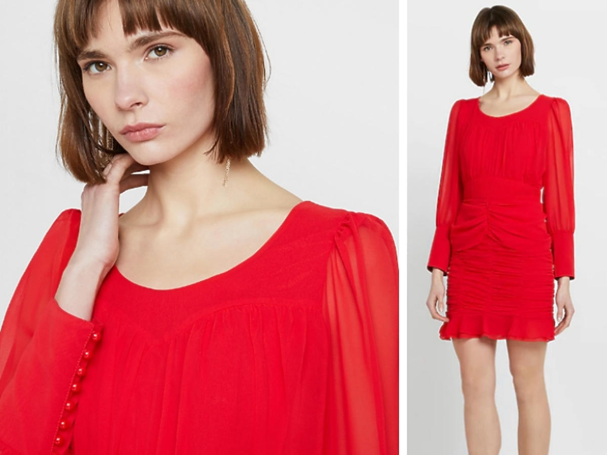 sukienka krótka retro Zalando czerwona