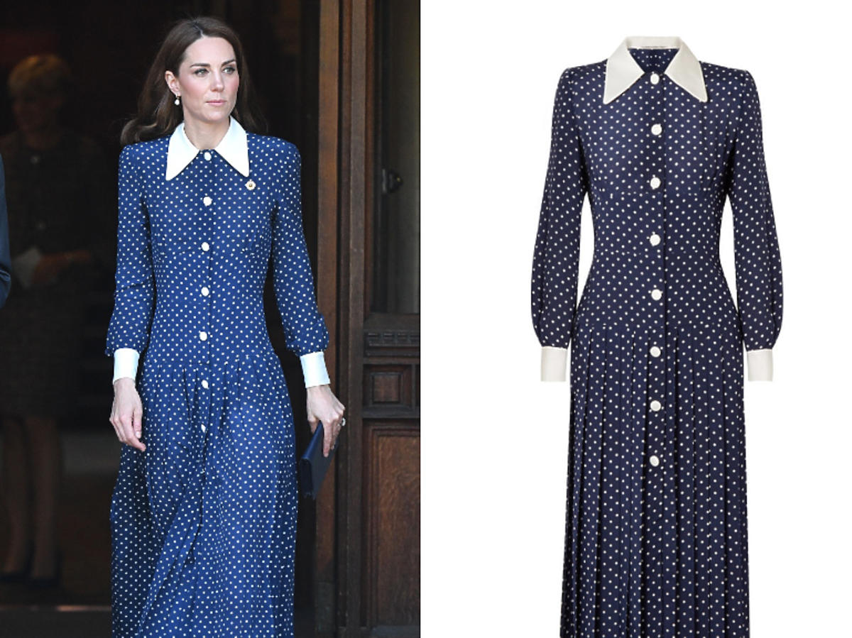 sukienka księżnej Kate w grochy