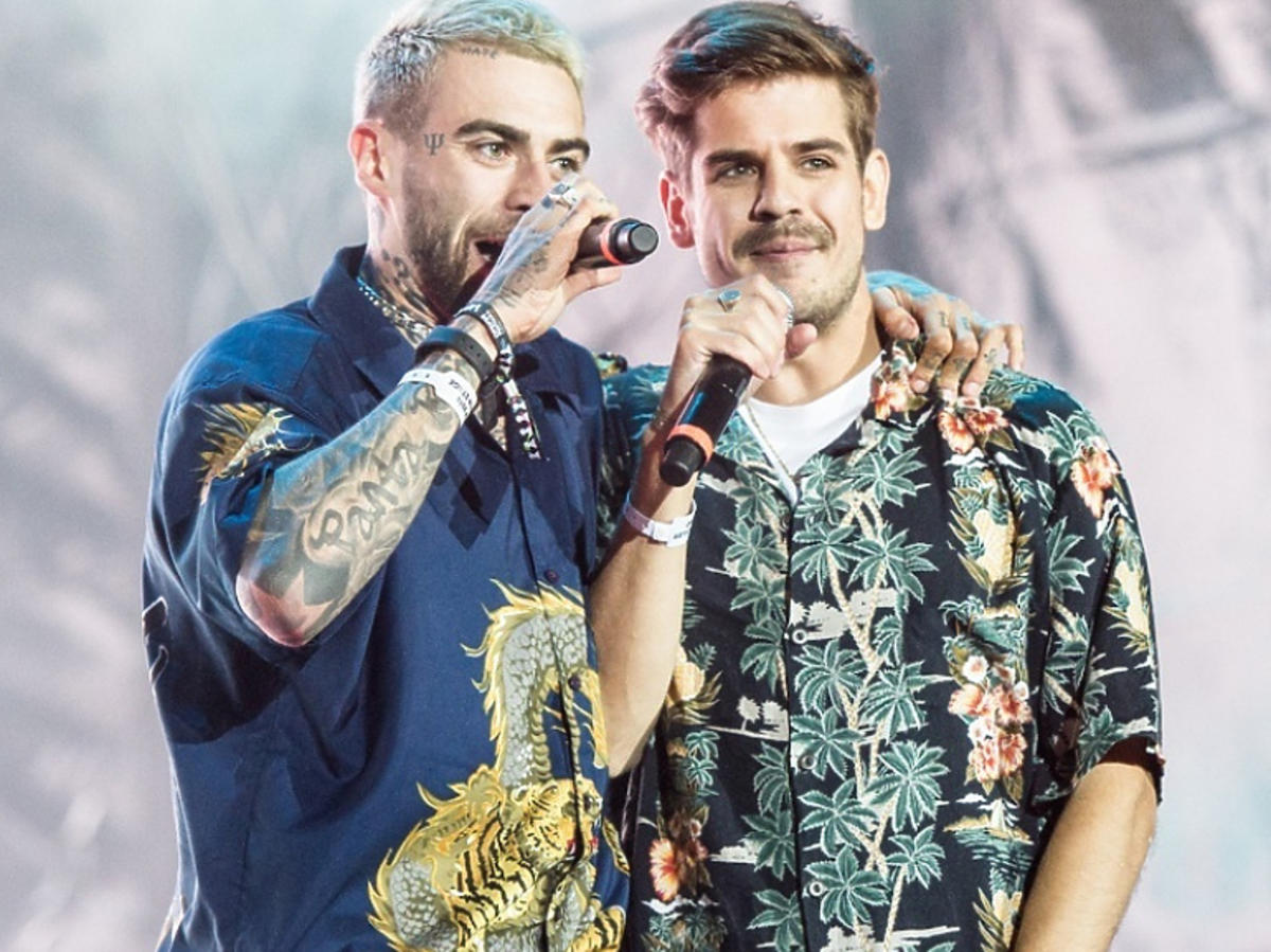 Taco Hemingway i Quebonafide podczas koncertu na festiwalu Open'er w Gdyni