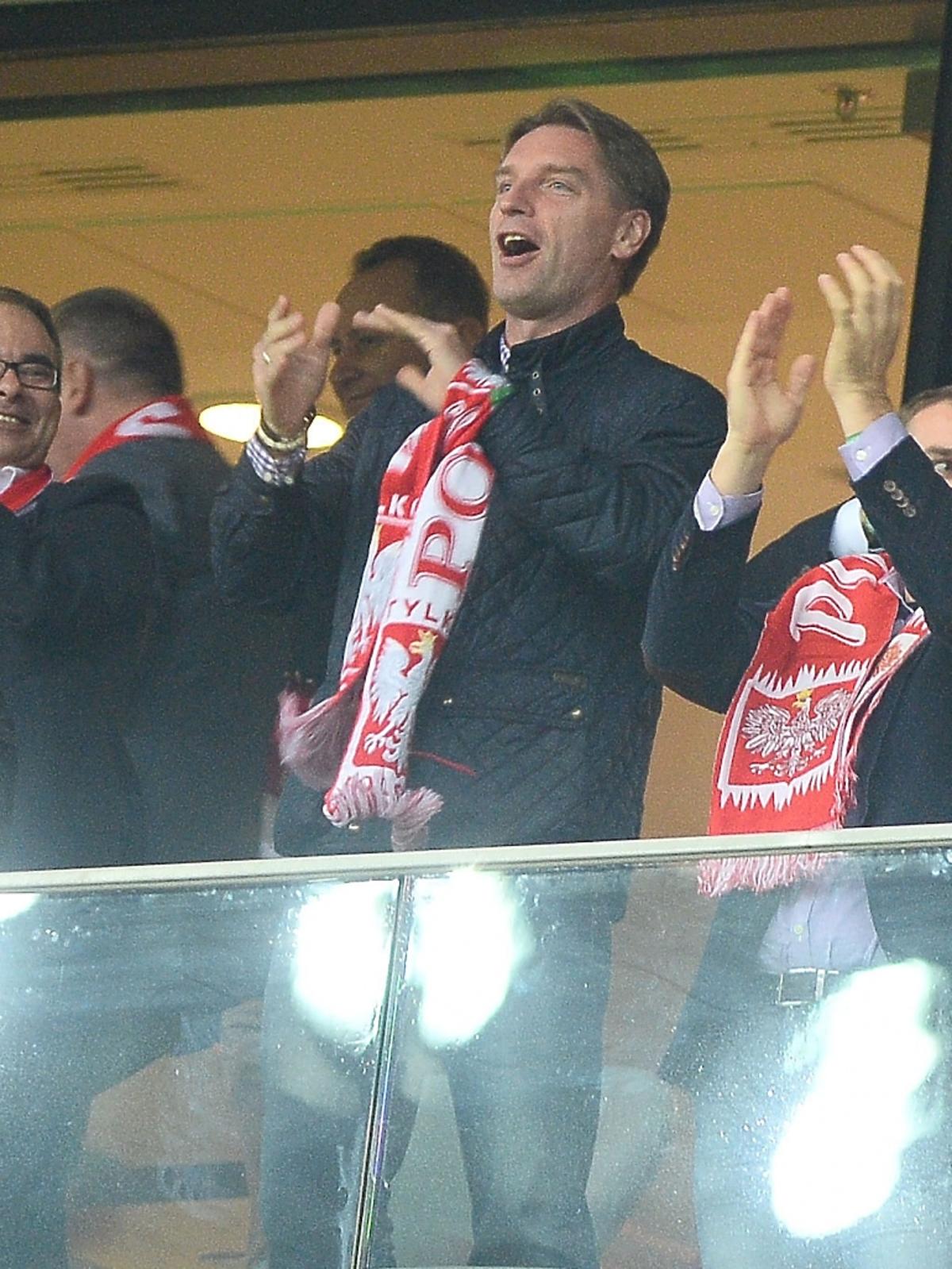 Tomasz Lis na meczu Polska-Szkocja na Stadionie Narodowym
