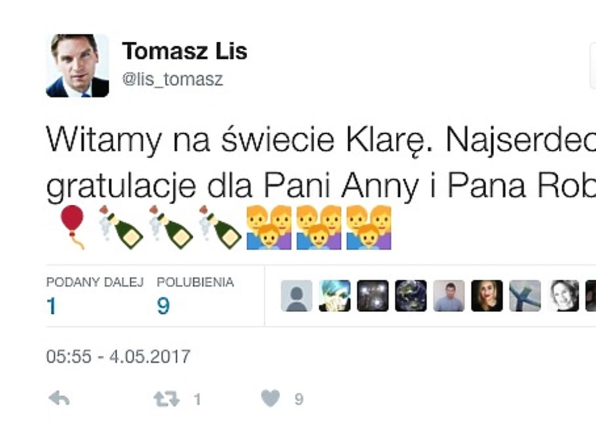 Tomasz Lis pogratulował Lewandowskim