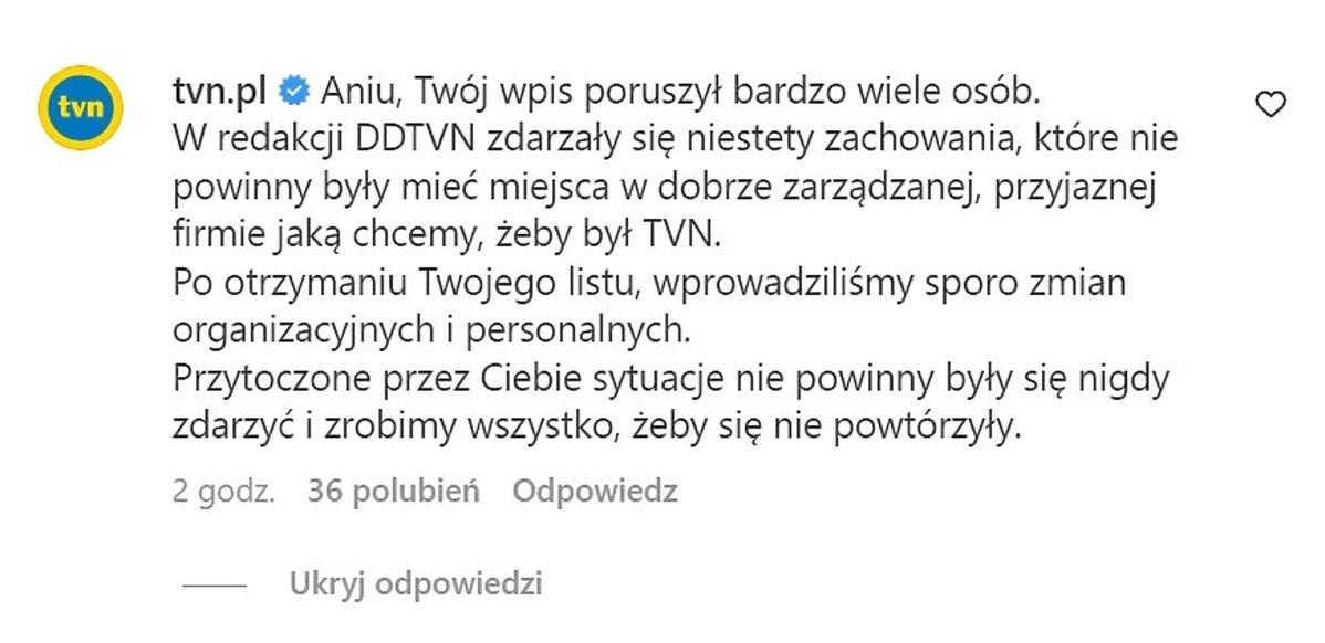 TVN odpowiada Annie Wendzikowskiej
