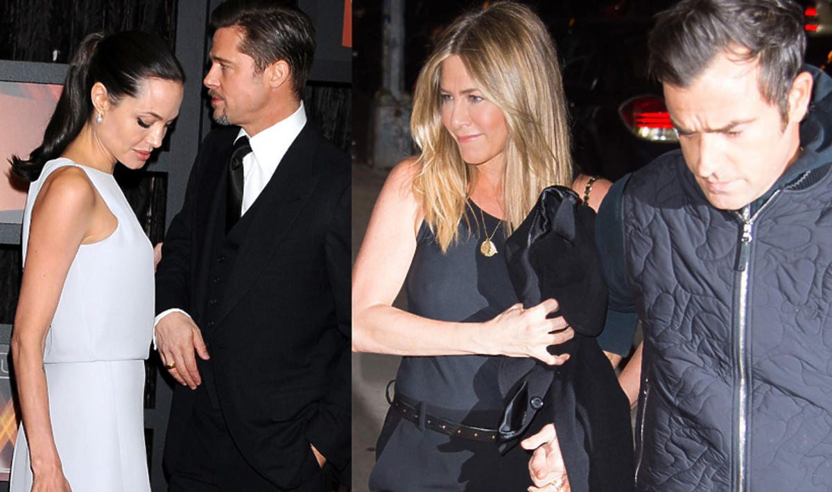 Uśmiechnięta Jennifer Aniston z mężem