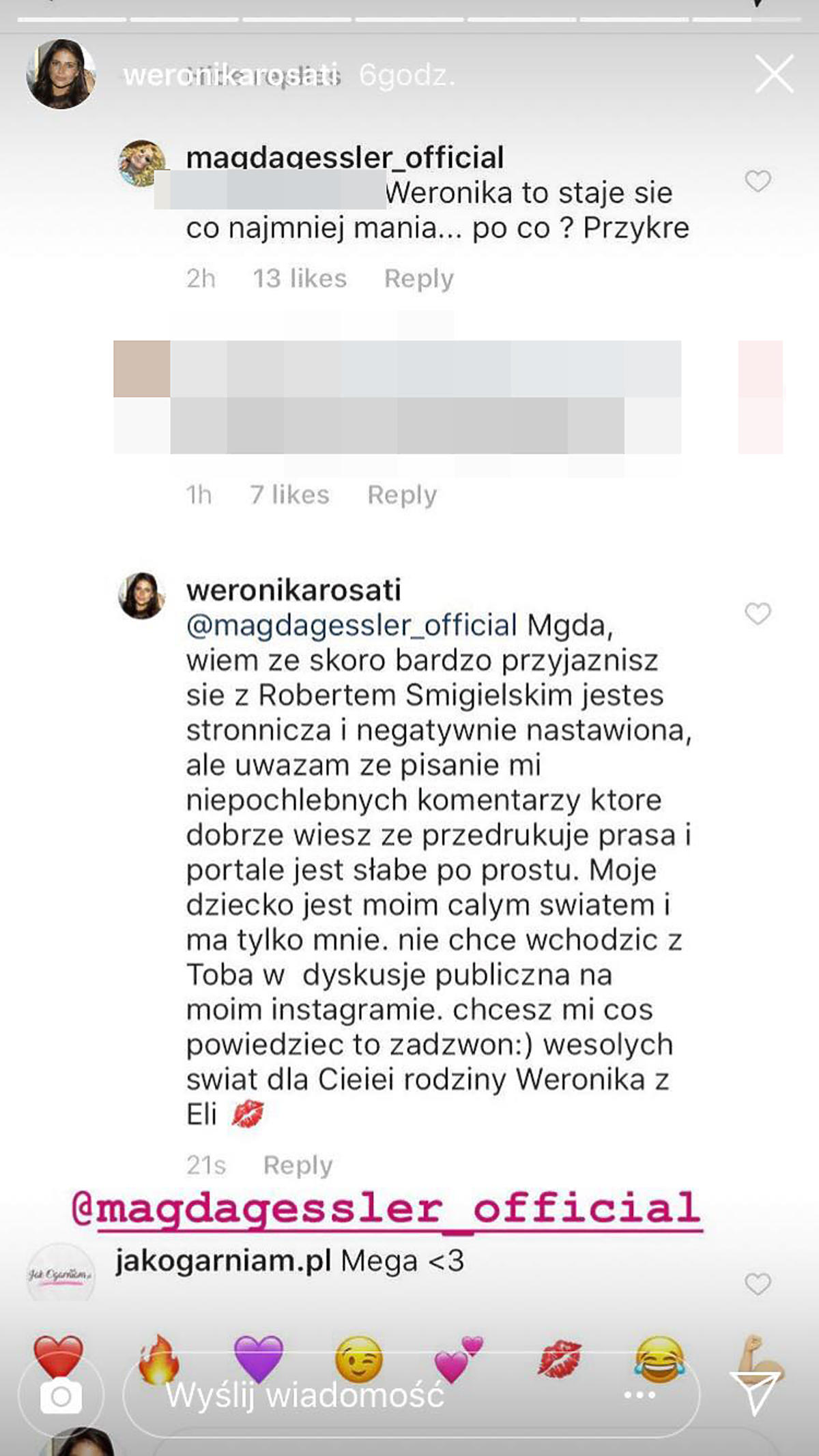 Weronika Rosati kłóci się z Magdą Gessler 