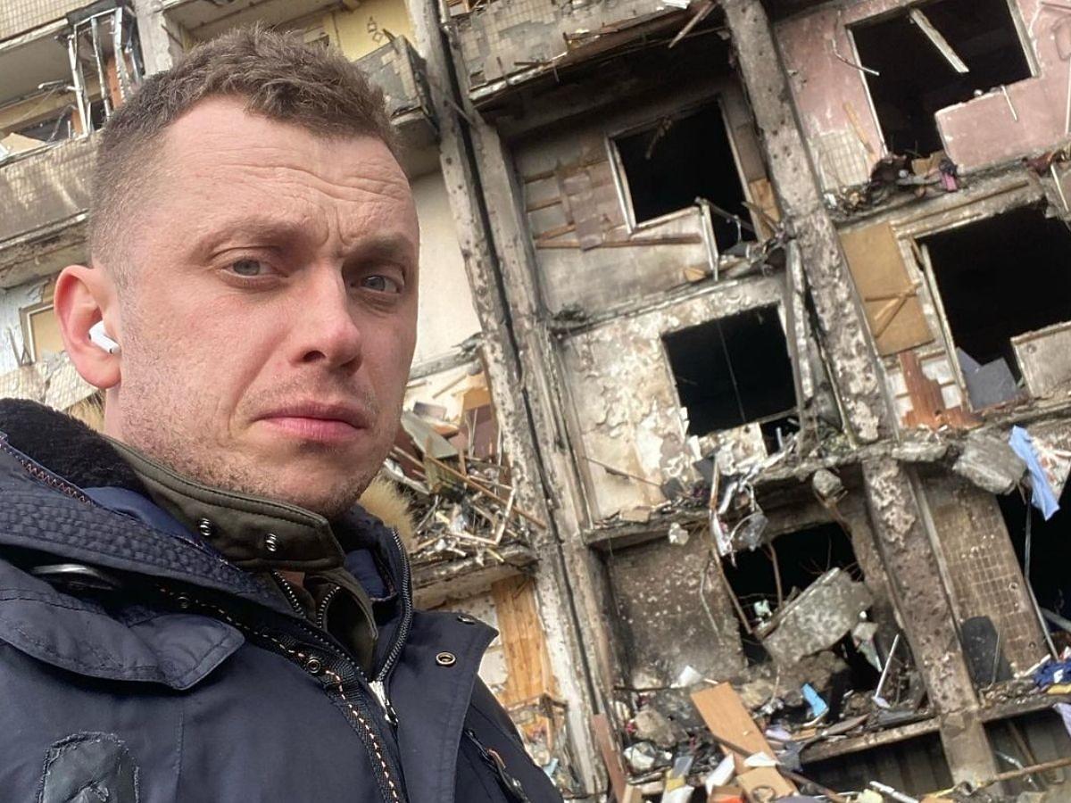 Wojciech Bojanowski w zbombardowanym Kijowie