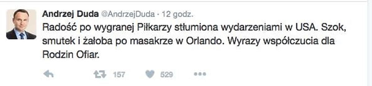 Wpis Andrzeja Dudy na Twitterze