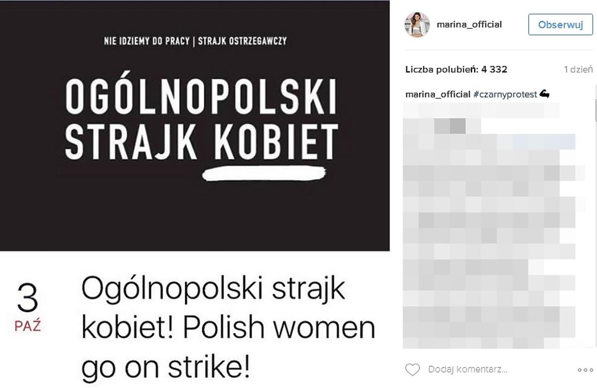 Wpis Mariny Łuczenko na Instagramie
