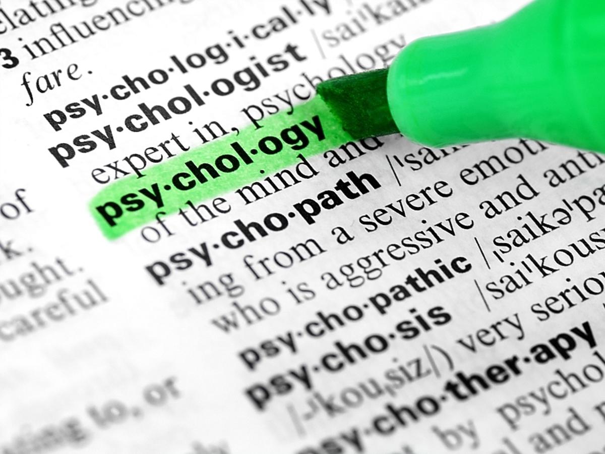 Zakreślone słowo "psychology"