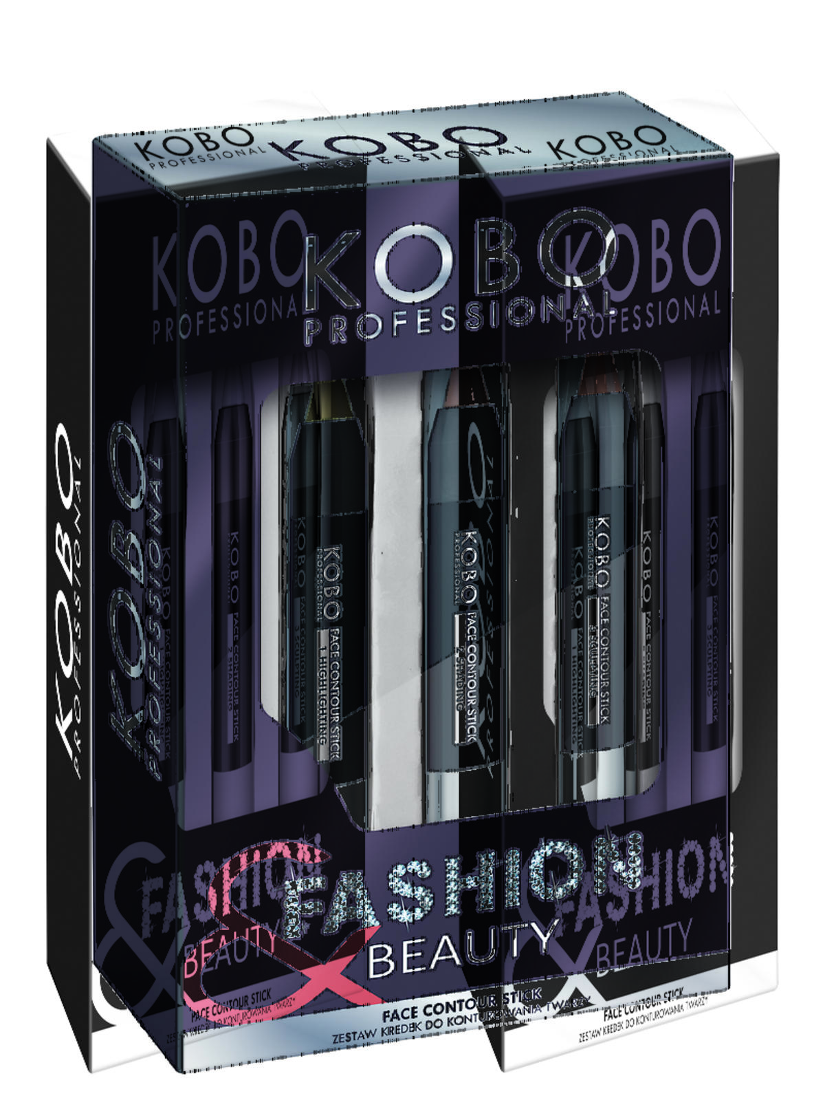 Zestaw do konturowania Face Contour Stick - Efekt perfekcyjnie wymodelowanej twarzy. KOBO PROFESSIONAL, cena: 59,97 zł