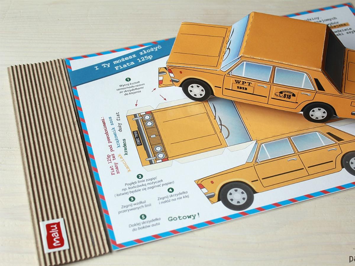 Zestaw papercraft do wycięcia i sklejenia I TY MOŻESZ ZŁOŻYĆ FIATA 125P, Malu Studio/Pakamera.pl, 12 zł