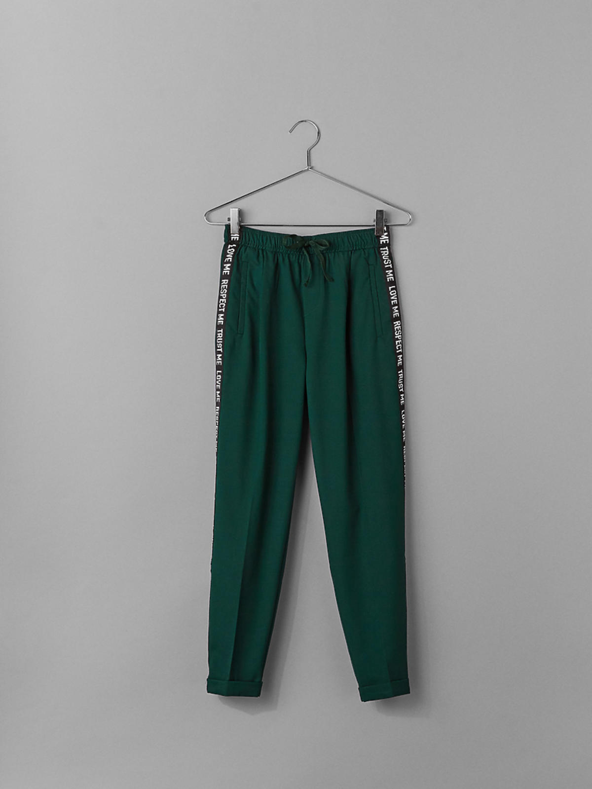 zielone spodnie z lampasem