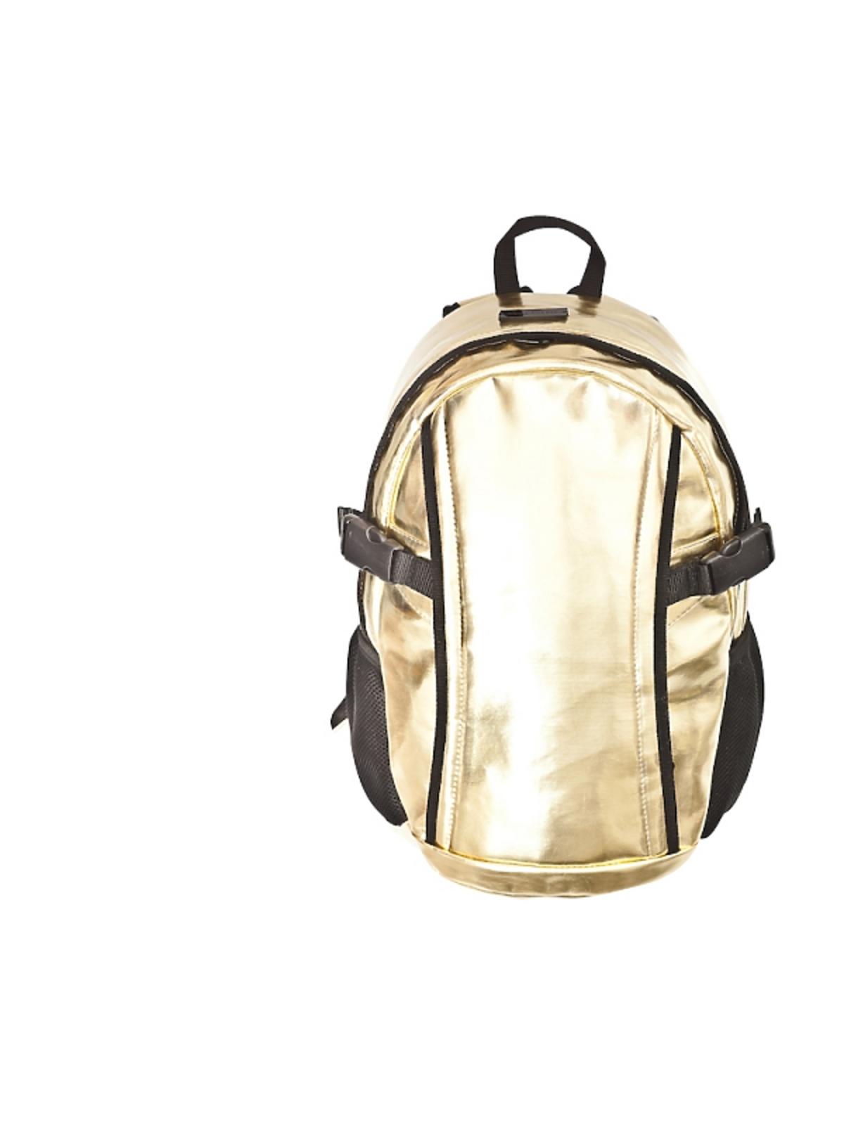 złoty metalicvzny plecak