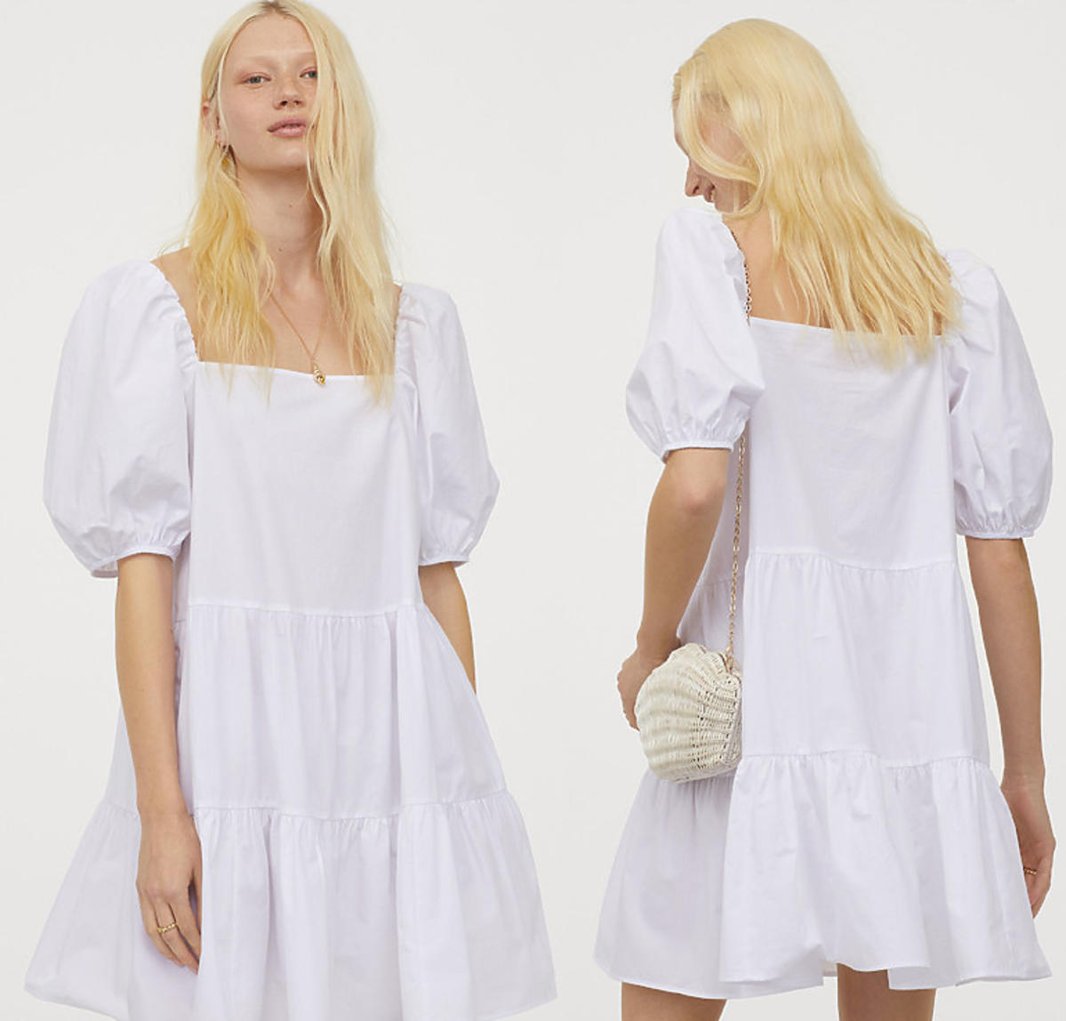 Biała sukienka z bufiastym rękawem z H&M za 99 zł jest hitem Instagrama