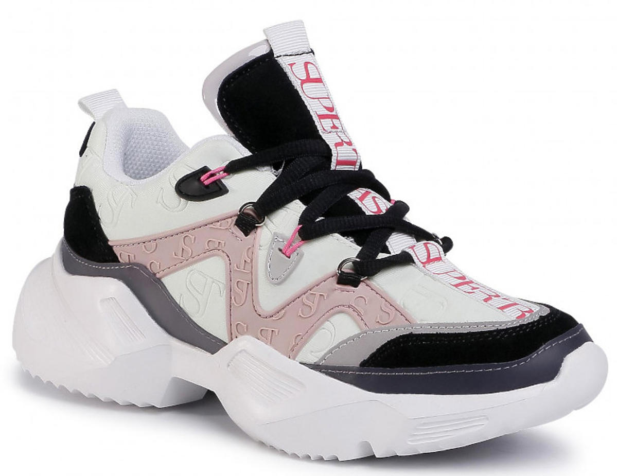 Biało-czarno-różowe sneakersy Supertrash