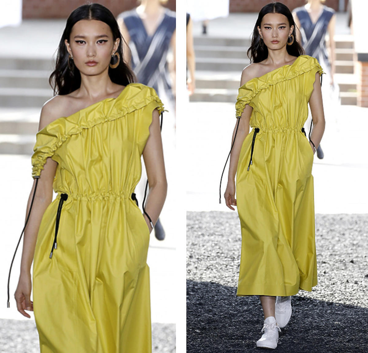 Philip Lim, sukienka z hiszpańskim dekoltem wiosna/lato 2020