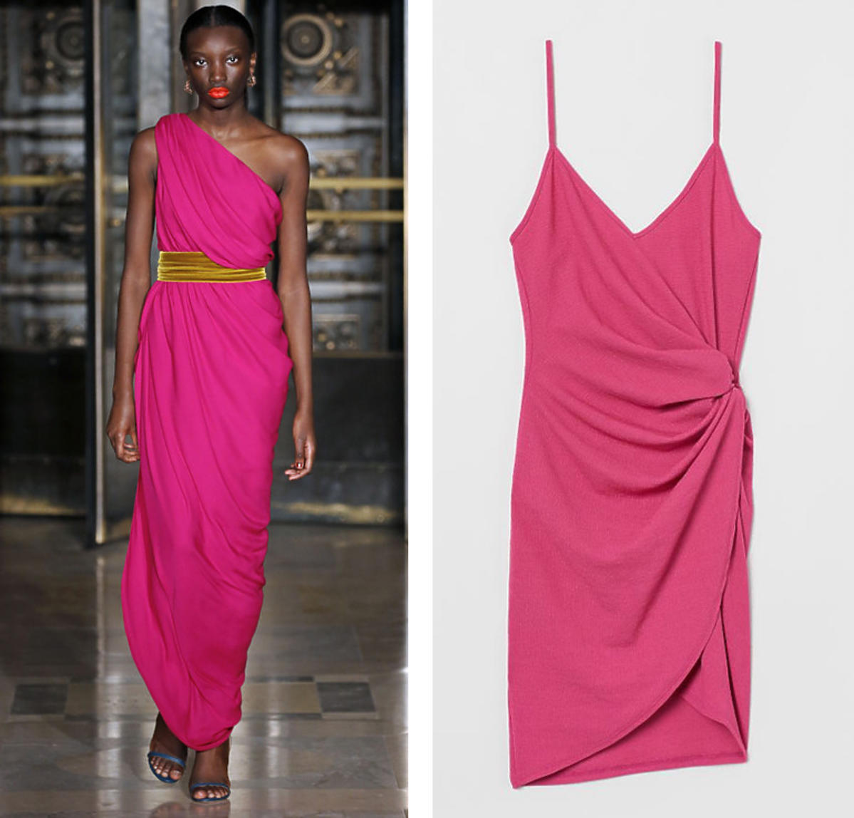 Różowa sukienka Oscar de la Renta i sukienka z H&M