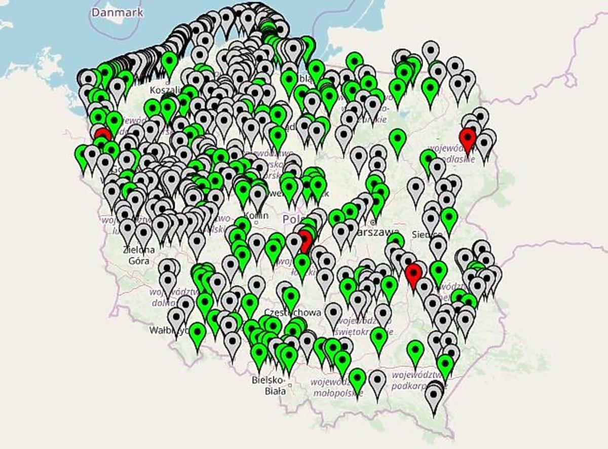 Mapa kąpielisk w Polsce